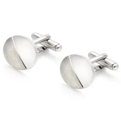 Beaverbrooks Oval Brushed and Polished Men's Cufflinks