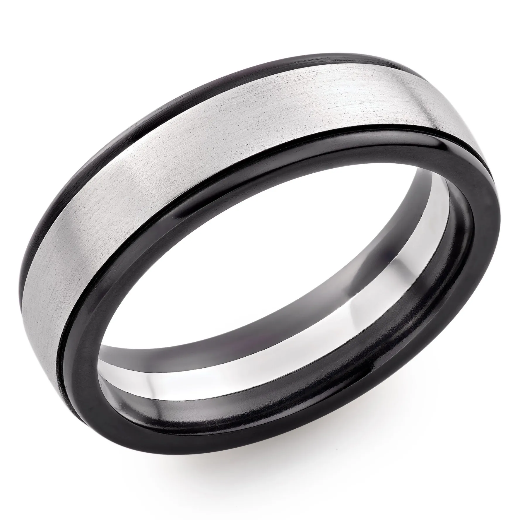 Beaverbrooks Platinum and Zirconium 6mm Men’s Wedding Ring