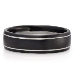 Beaverbrooks Platinum and Zirconium Black 7mm Wedding Ring