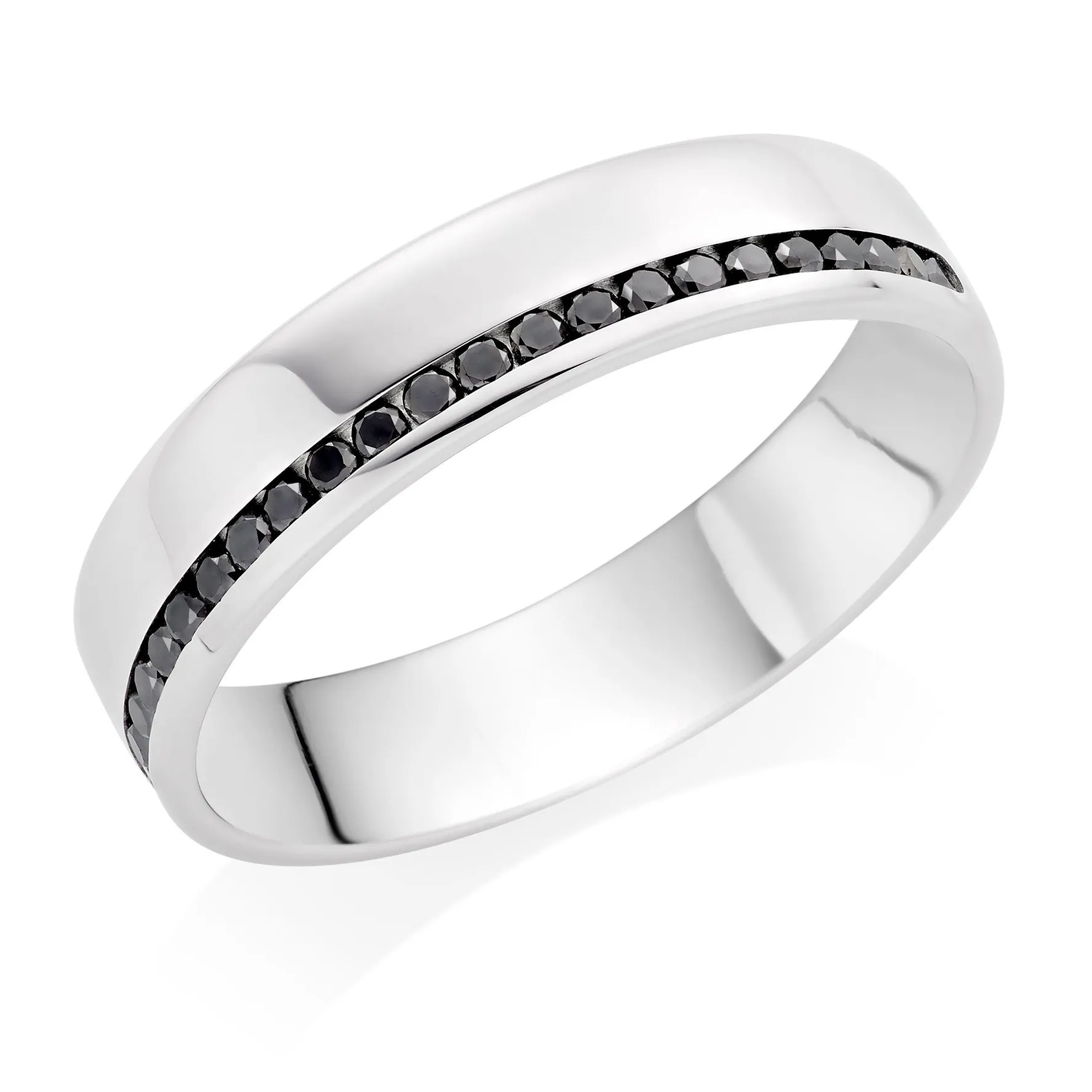 Beaverbrooks Platinum Black Diamond 5mm Men's Wedding Ring