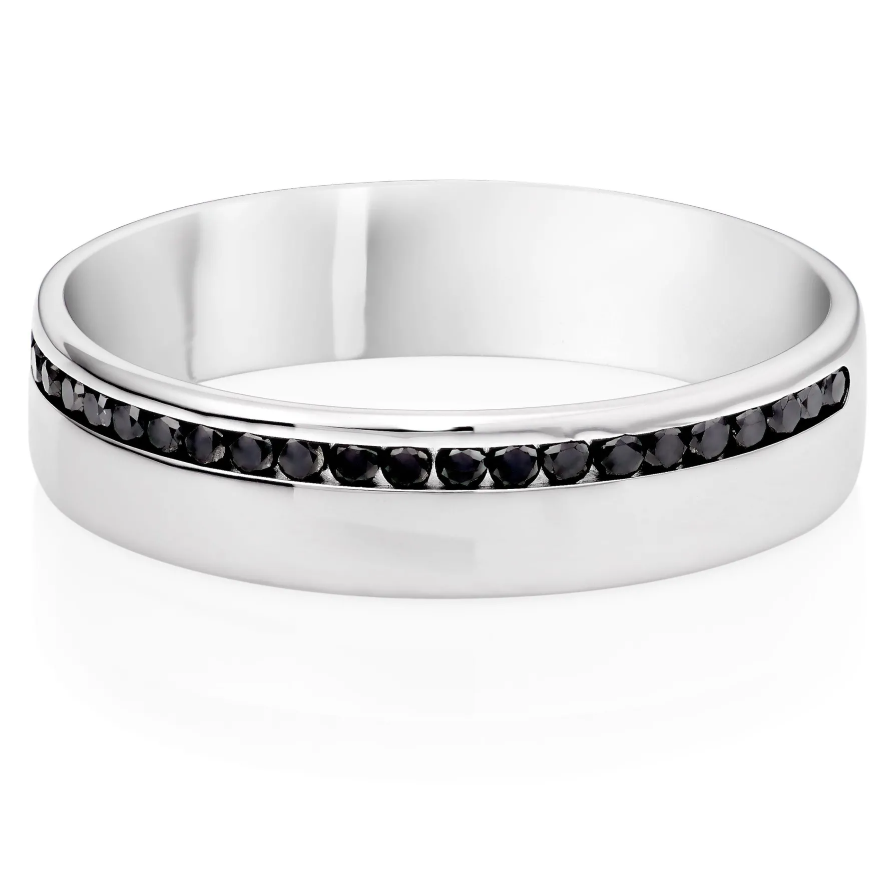 Beaverbrooks Platinum Black Diamond 5mm Men's Wedding Ring