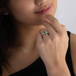 Beaverbrooks Platinum Diamond Emerald Halo Engagement Ring