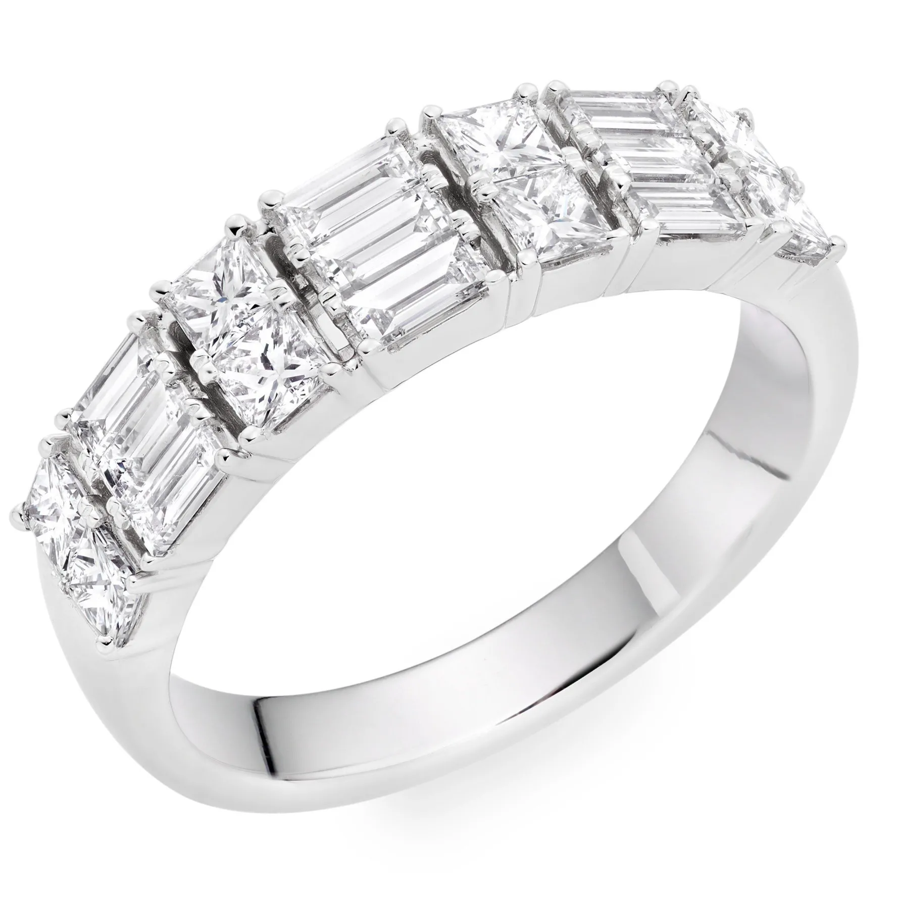 Beaverbrooks Platinum Diamond Two Row Half Eternity Ring