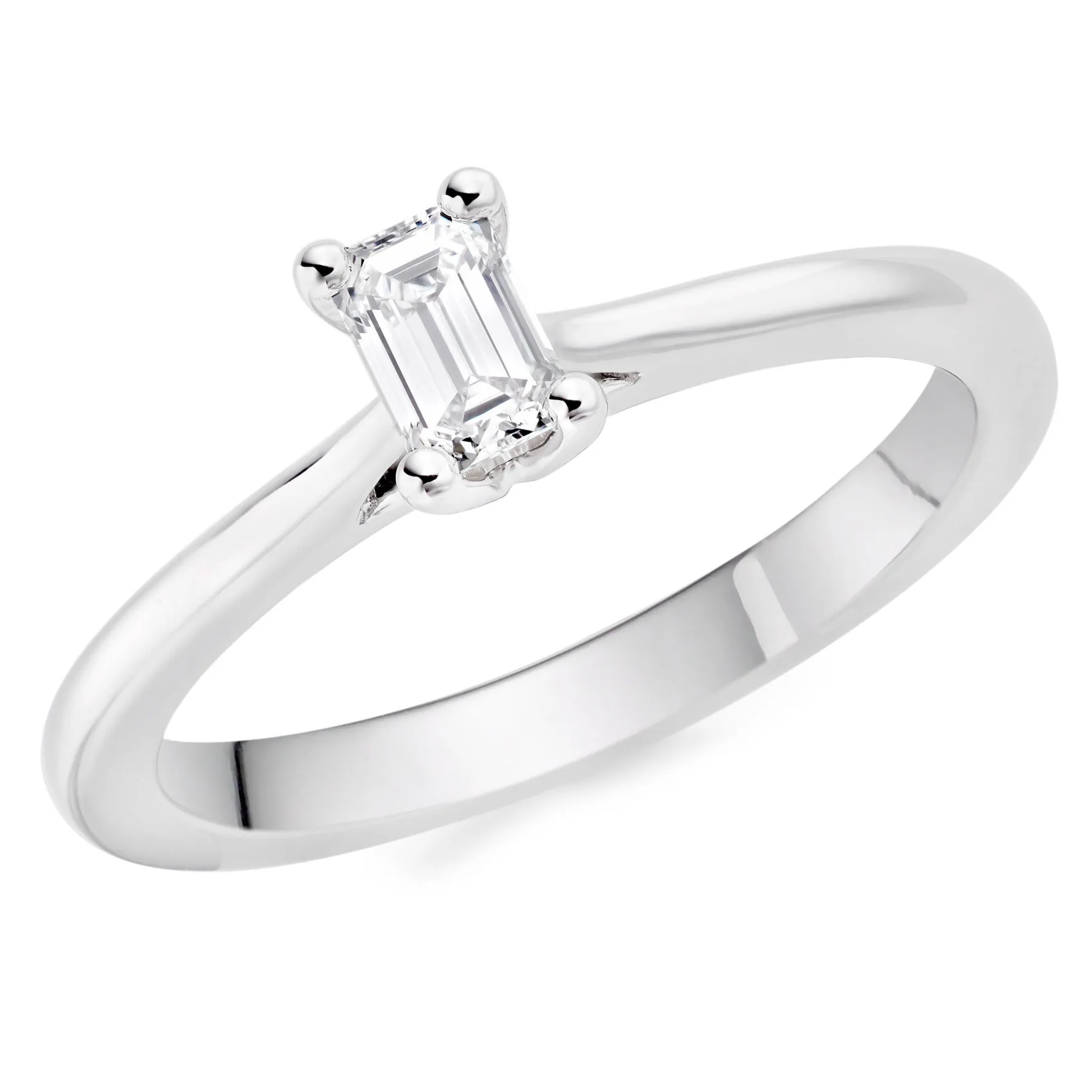 Beaverbrooks Platinum Diamond Emerald Cut Solitaire Ring