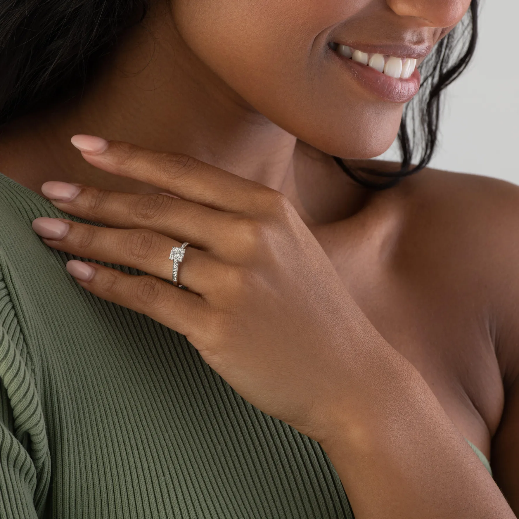 Beaverbrooks Platinum Diamond Cluster Engagement Ring