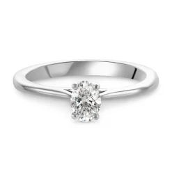 Beaverbrooks Platinum Diamond Oval Shaped Solitaire Engagement Ring