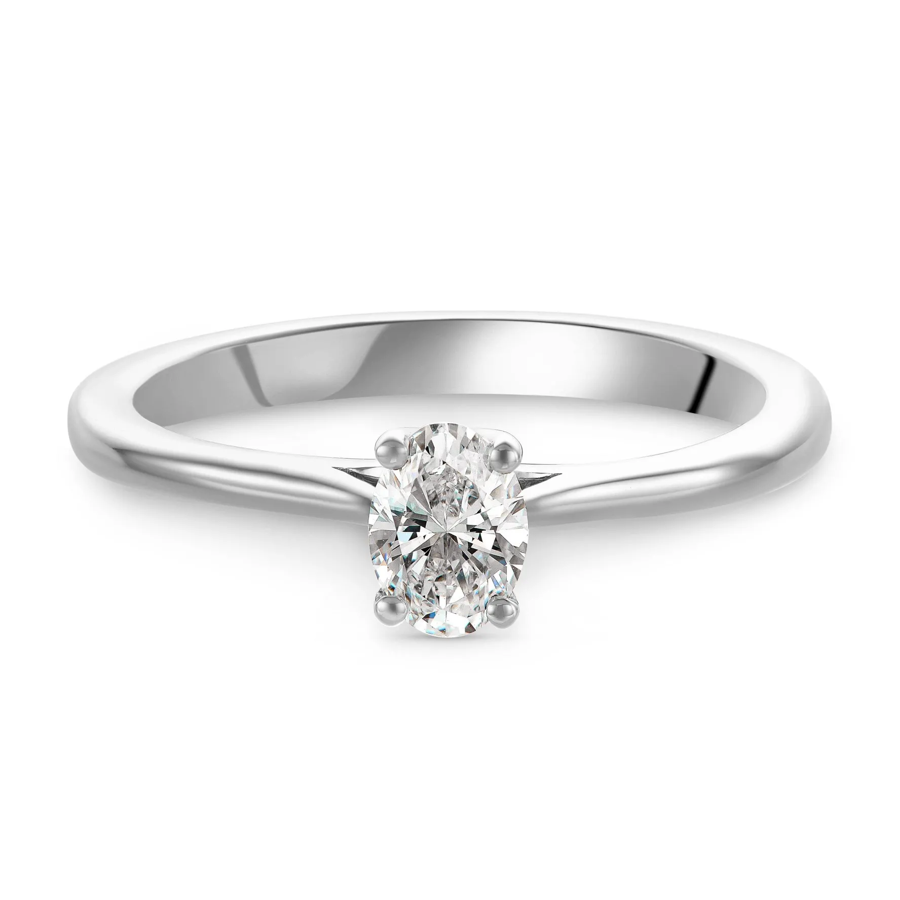 Beaverbrooks Platinum Diamond Oval Shaped Solitaire Engagement Ring