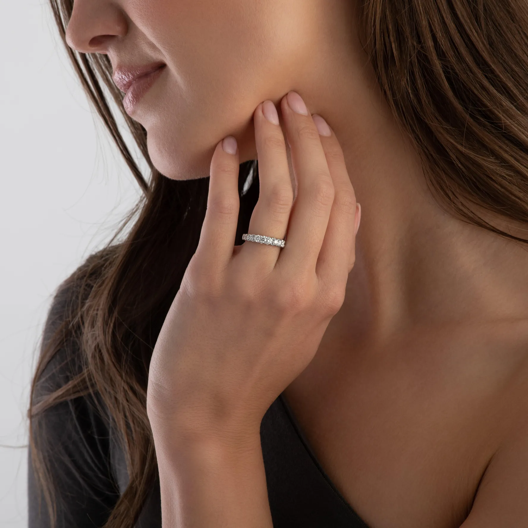 Beaverbrooks Platinum Diamond 3mm Half Eternity Ring