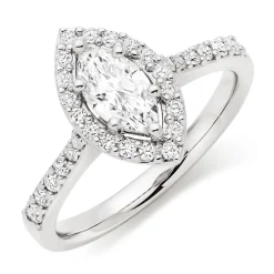 Beaverbrooks Platinum Diamond Marquise Cut Halo Ring
