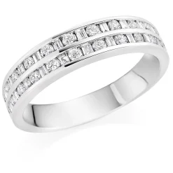 Beaverbrooks Platinum Diamond Two Row Half Eternity Ring