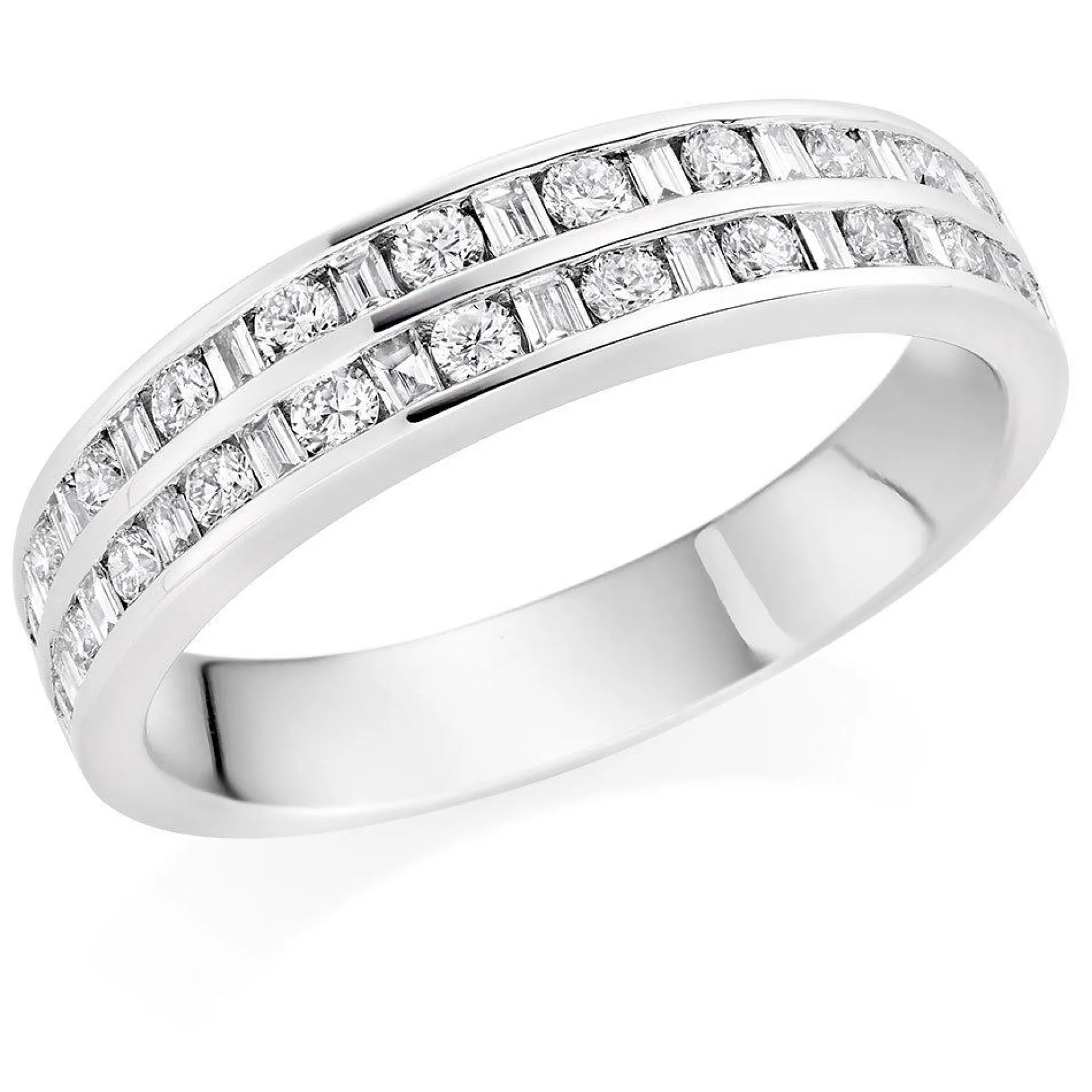 Beaverbrooks Platinum Diamond Two Row Half Eternity Ring