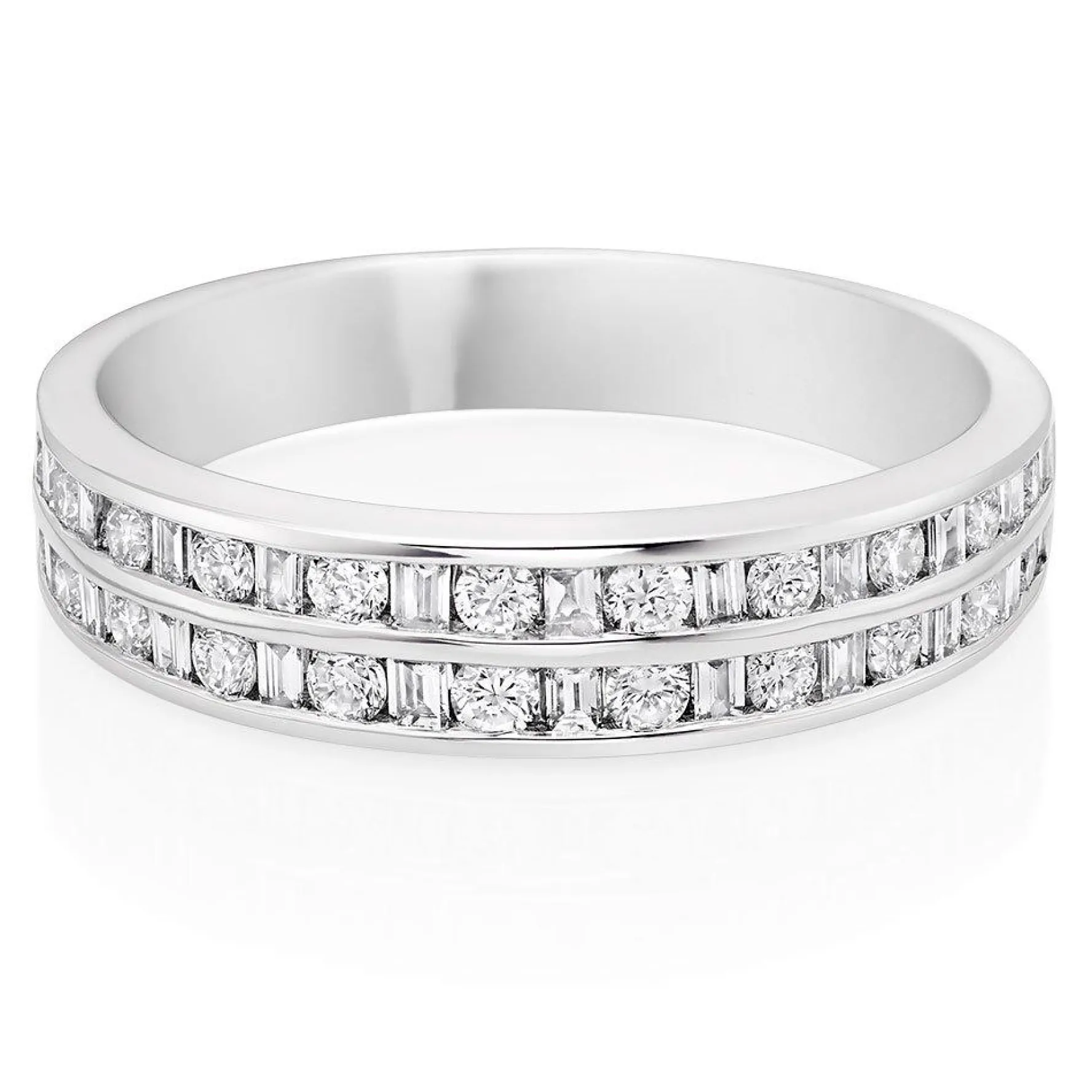 Beaverbrooks Platinum Diamond Two Row Half Eternity Ring