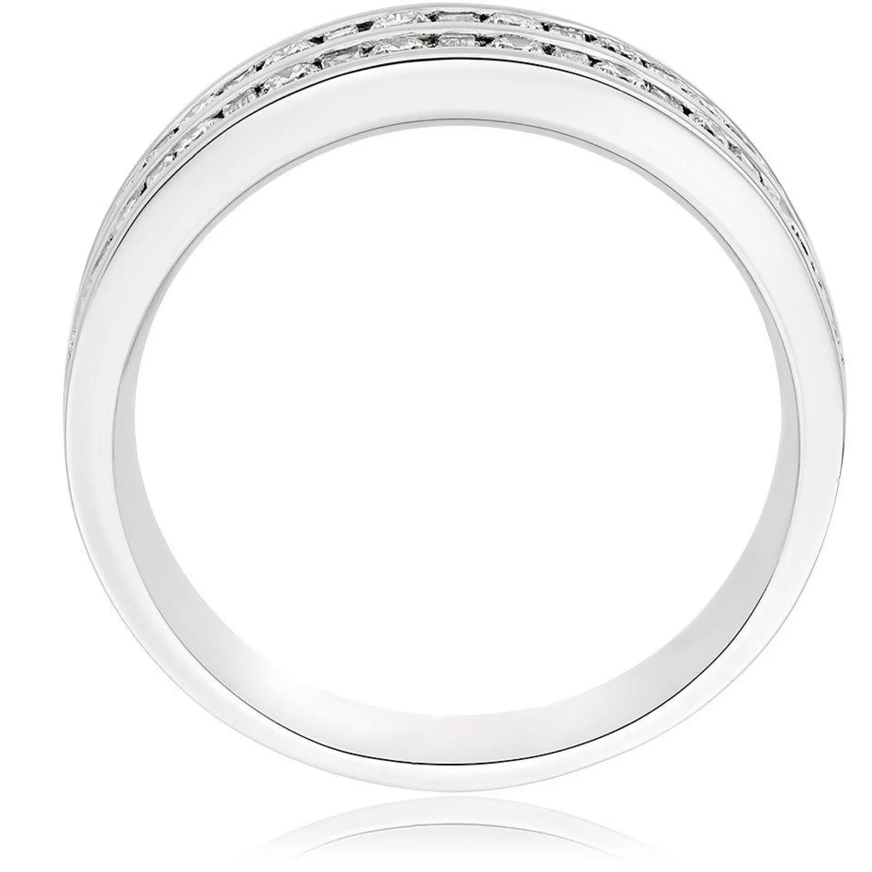 Beaverbrooks Platinum Diamond Two Row Half Eternity Ring