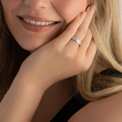 Beaverbrooks Platinum Diamond Two Row Half Eternity Ring