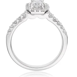 Beaverbrooks Platinum Diamond Emerald Cut Halo Ring