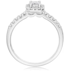 Beaverbrooks Platinum Diamond Emerald Cut Halo Ring
