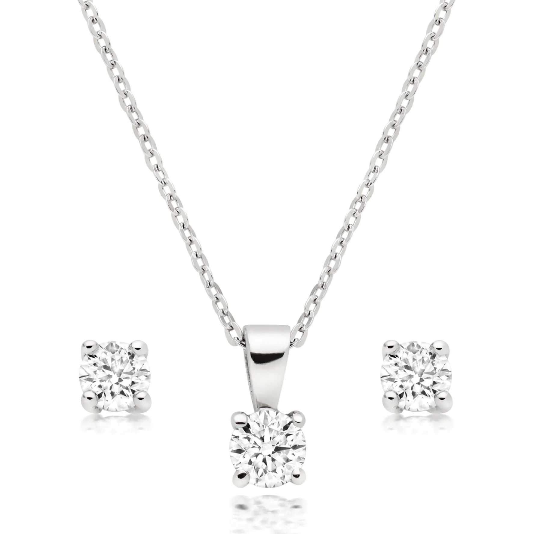 Beaverbrooks Platinum Diamond Pendant and Earrings Set