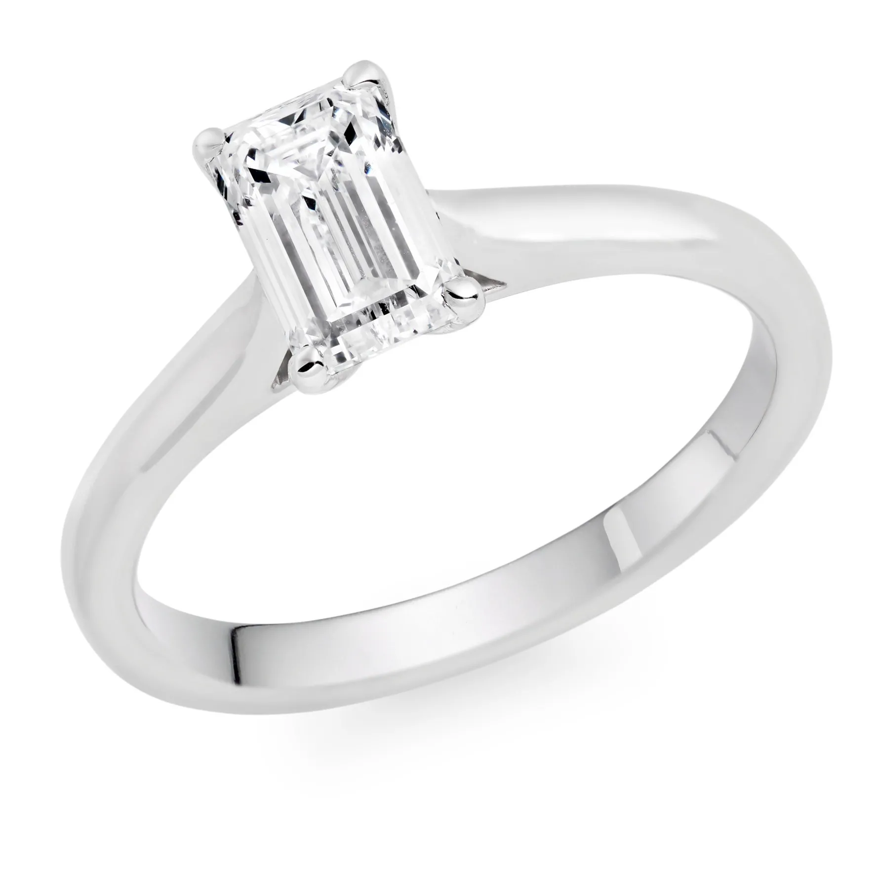 Beaverbrooks Platinum Diamond Emerald Cut Solitaire Ring