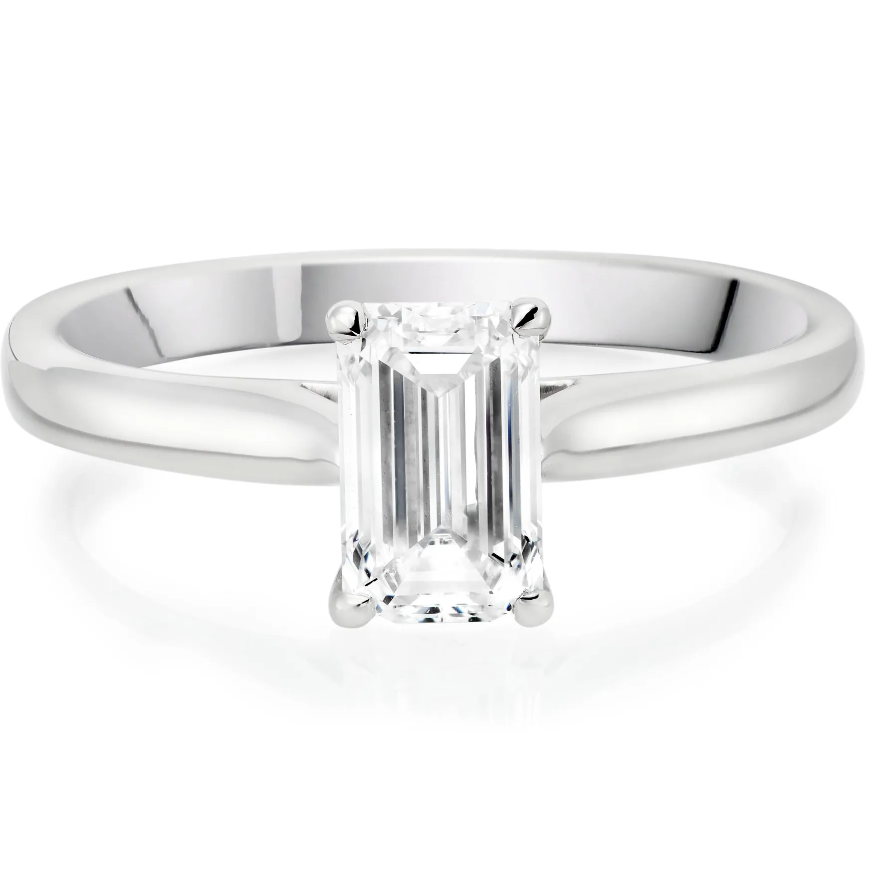 Beaverbrooks Platinum Diamond Emerald Cut Solitaire Ring