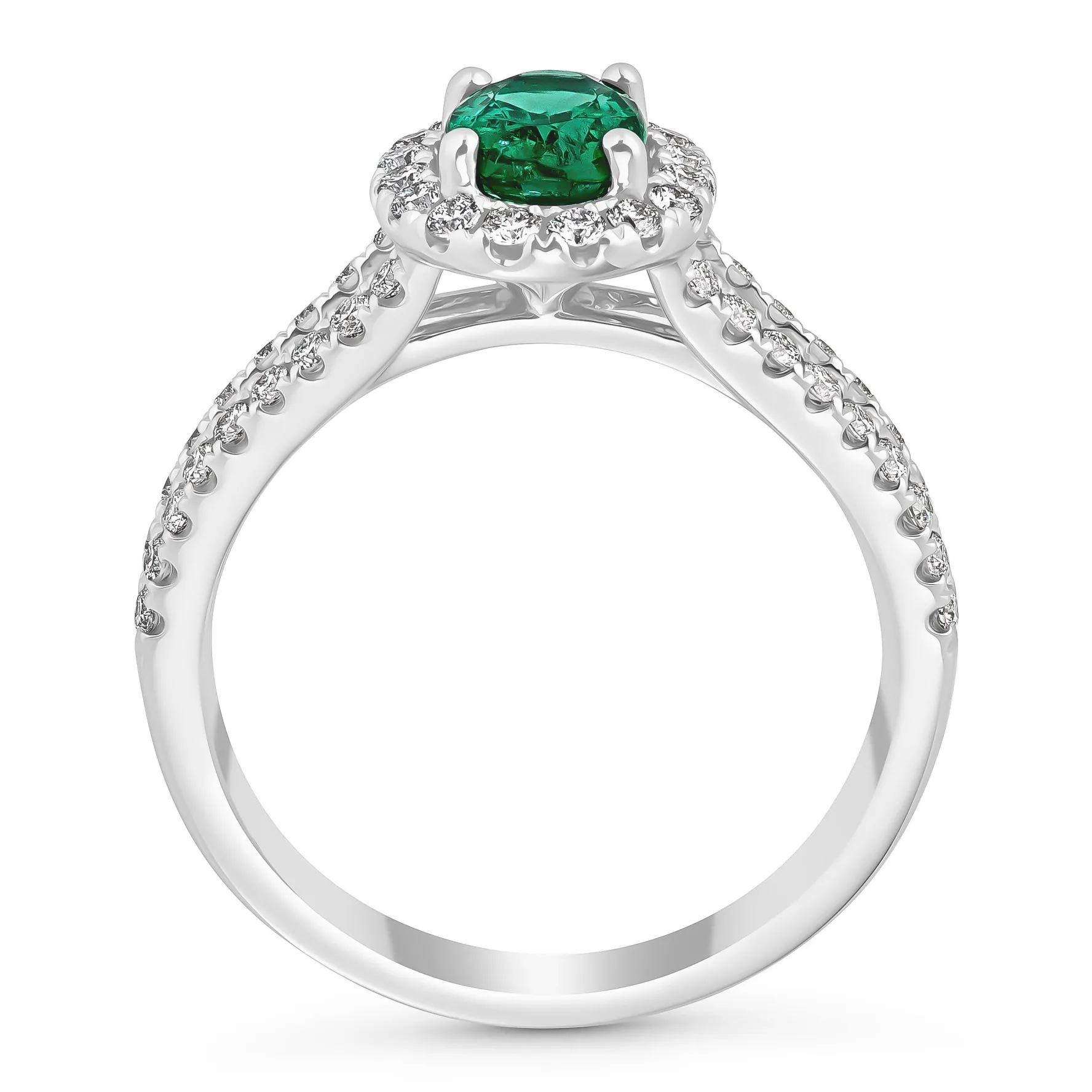 Beaverbrooks Platinum Diamond Emerald Halo Ring