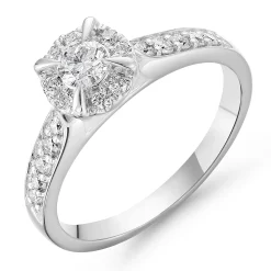 Beaverbrooks Platinum Diamond Halo Engagement Ring