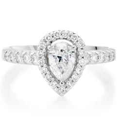 Beaverbrooks Platinum Diamond Pear Shaped Halo Ring