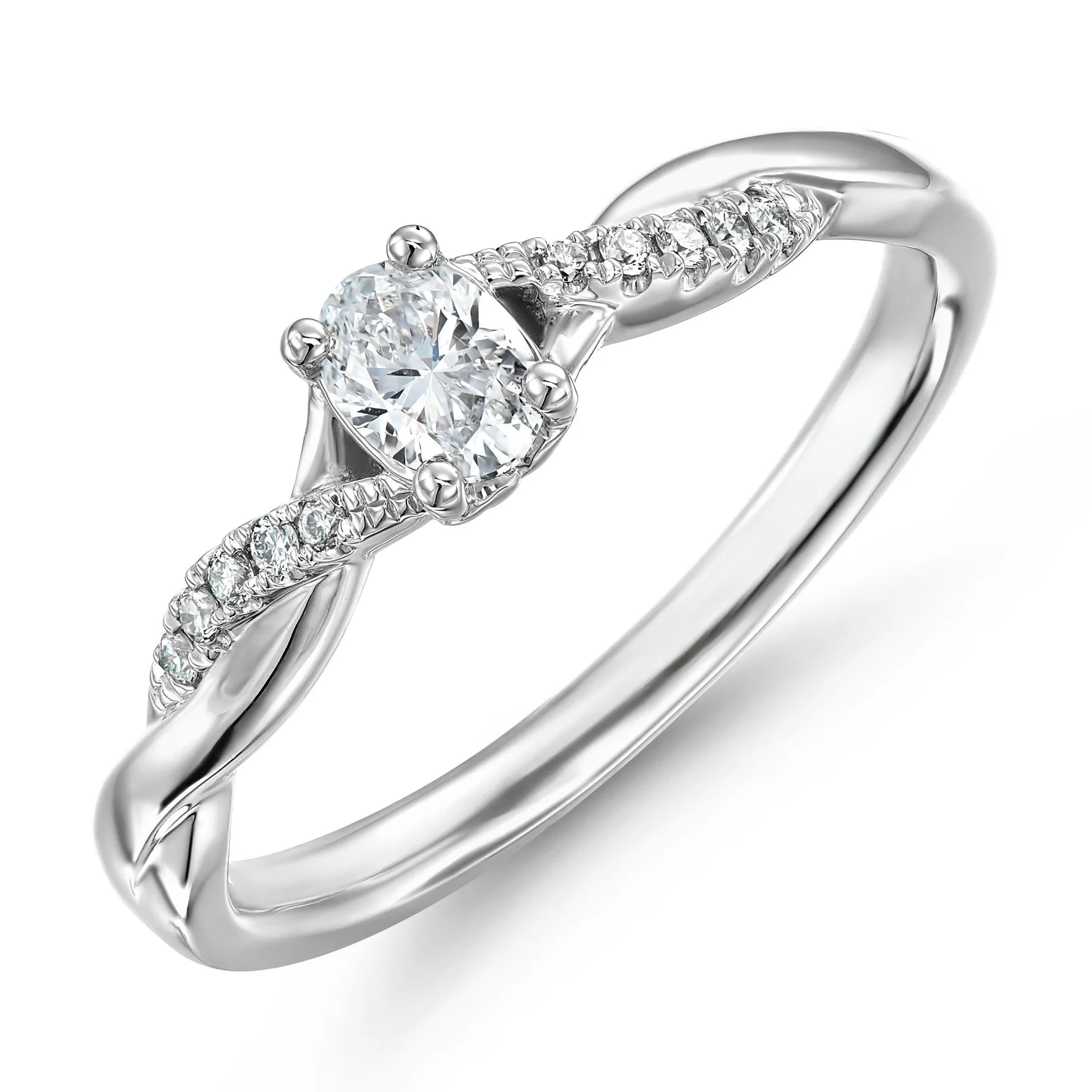 Beaverbrooks Platinum Diamond Oval Shaped Engagement Ring