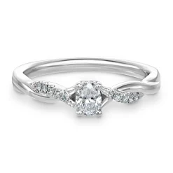 Beaverbrooks Platinum Diamond Oval Shaped Engagement Ring