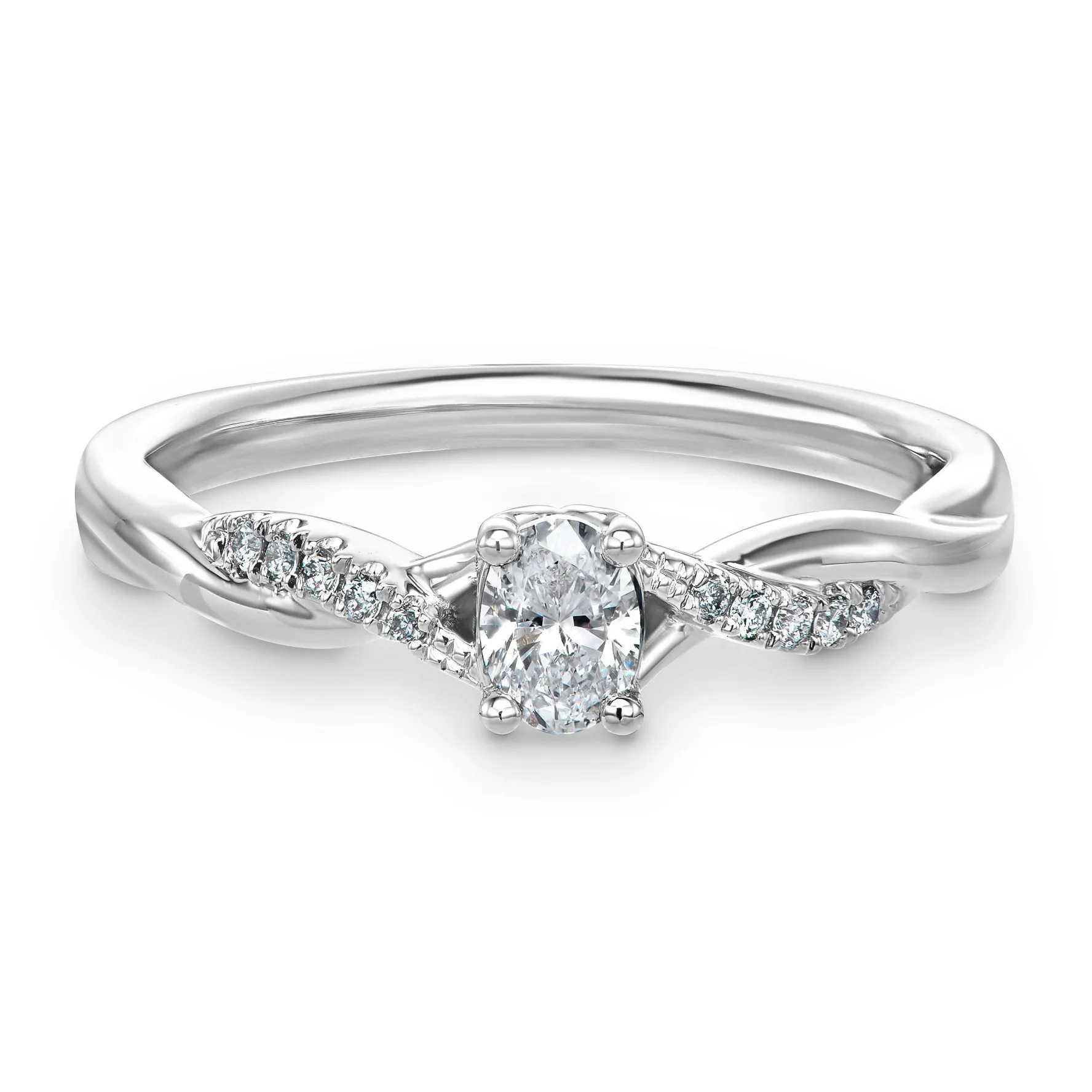 Beaverbrooks Platinum Diamond Oval Shaped Engagement Ring
