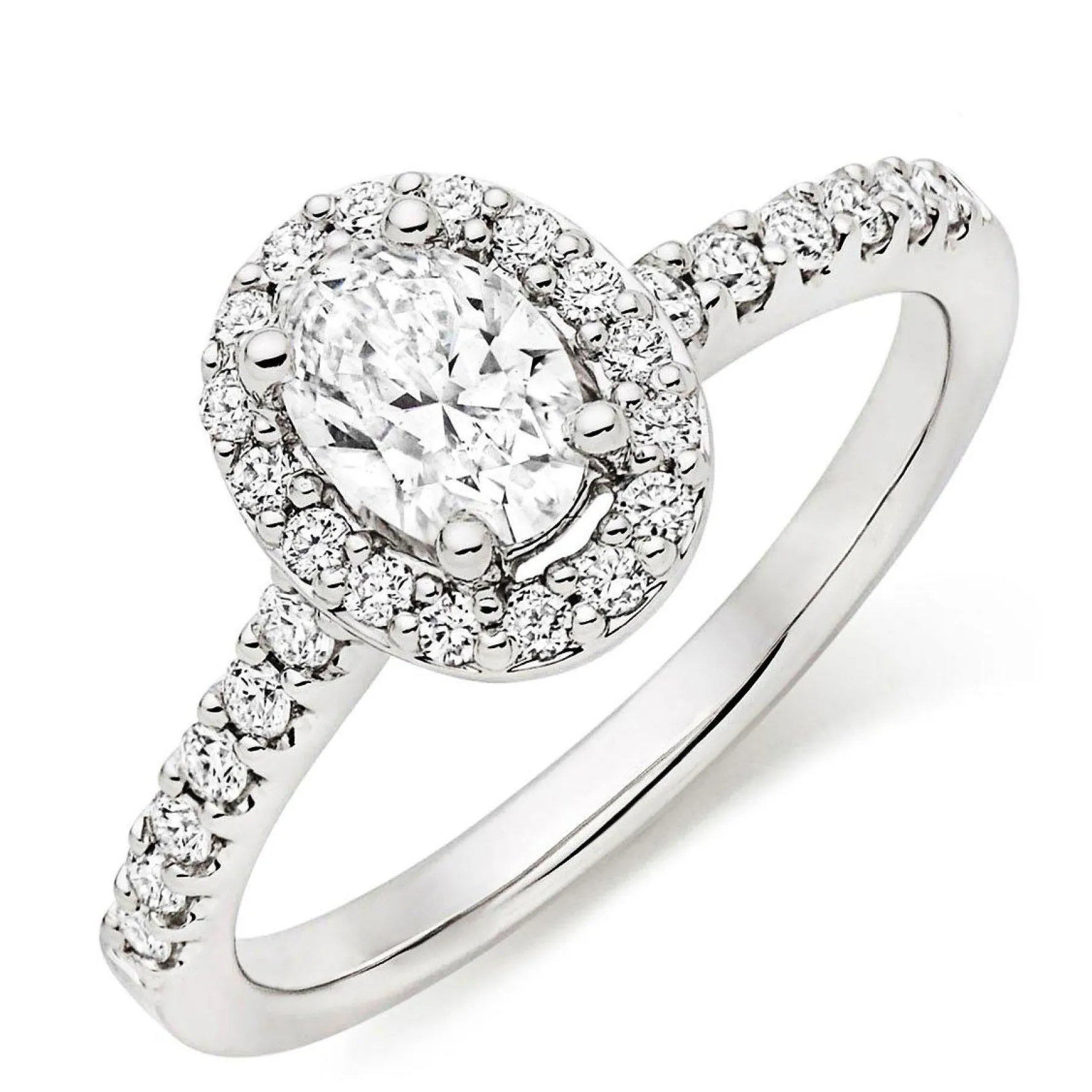 Beaverbrooks Platinum Diamond Oval Cut Halo Ring