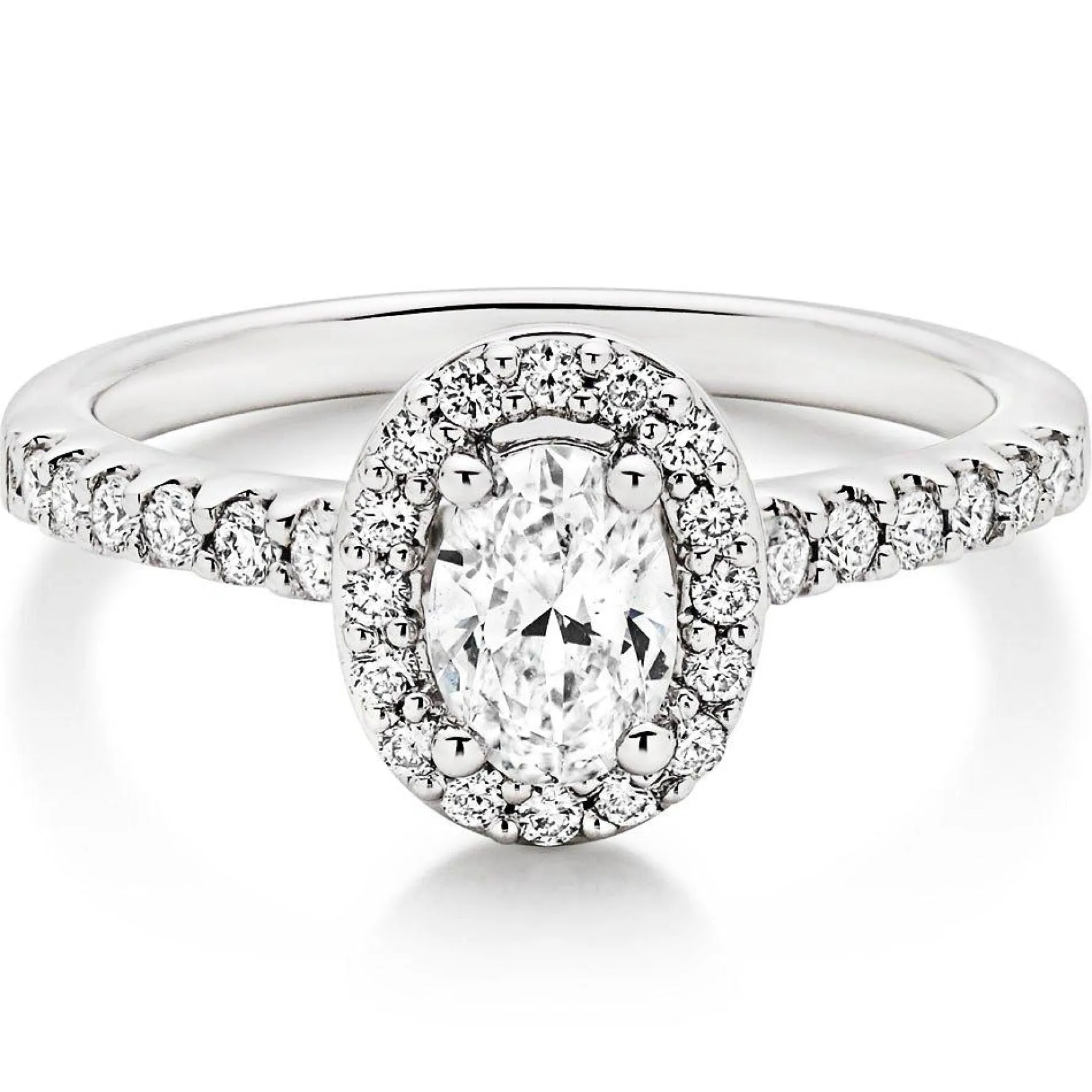 Beaverbrooks Platinum Diamond Oval Cut Halo Ring