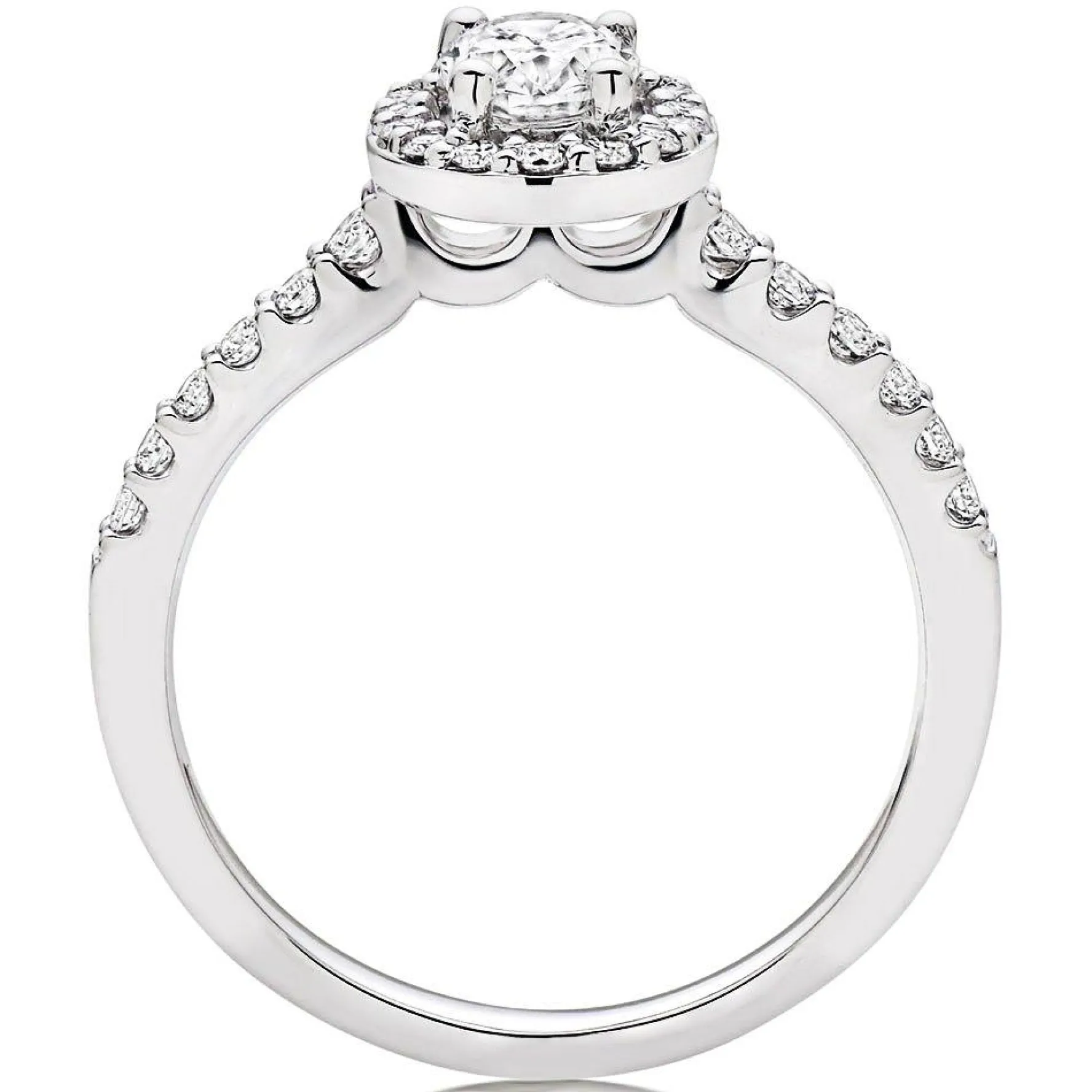 Beaverbrooks Platinum Diamond Oval Cut Halo Ring
