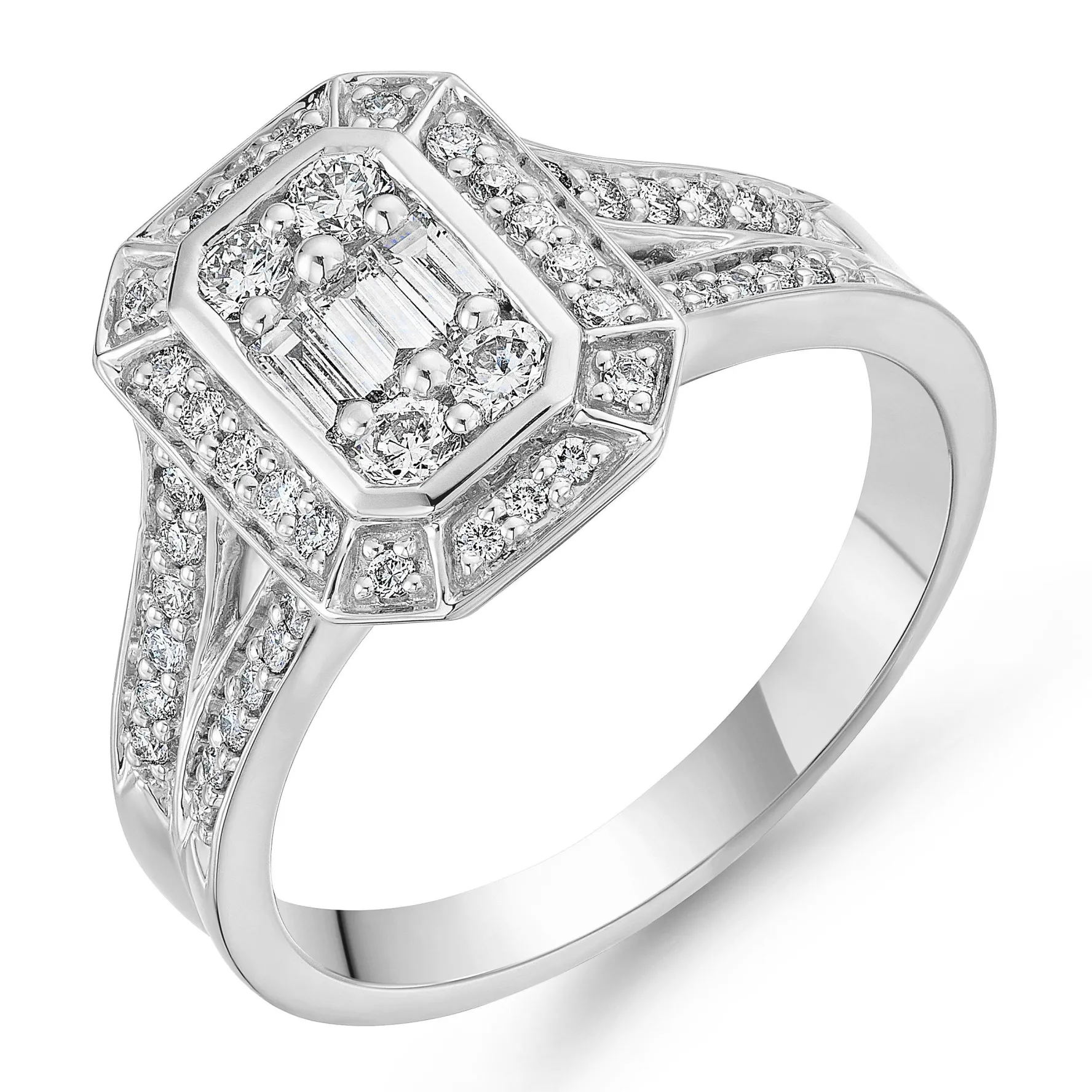 Beaverbrooks Platinum Diamond Cluster Engagement Ring