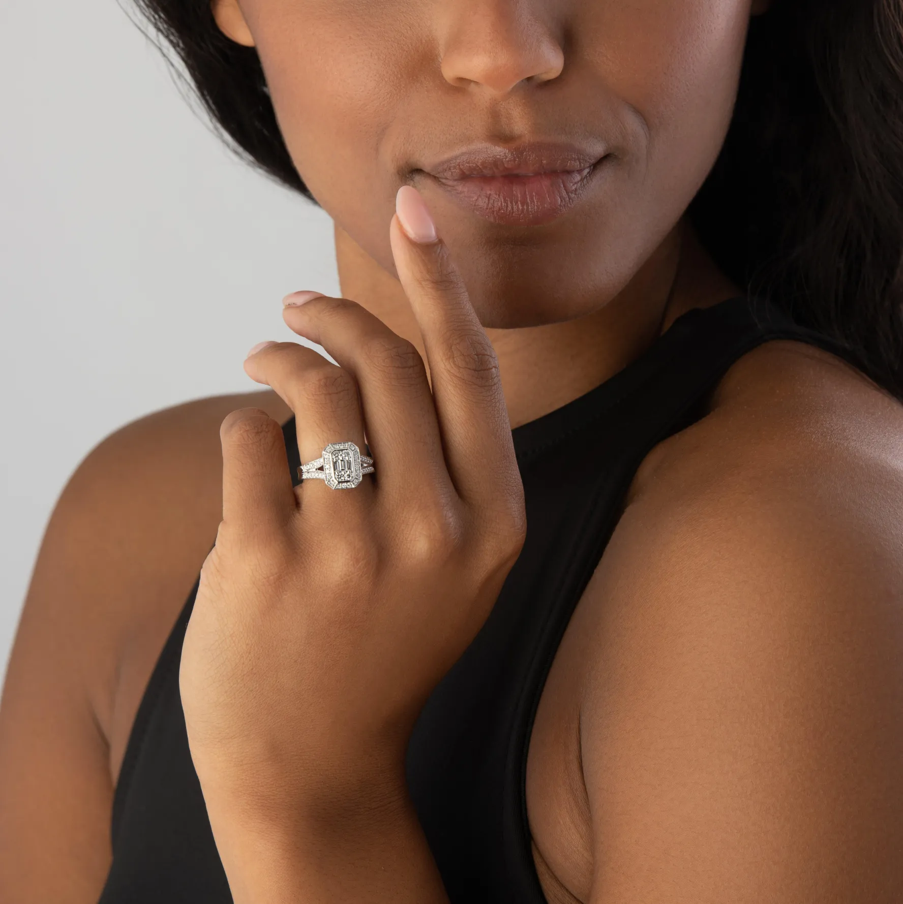 Beaverbrooks Platinum Diamond Cluster Engagement Ring