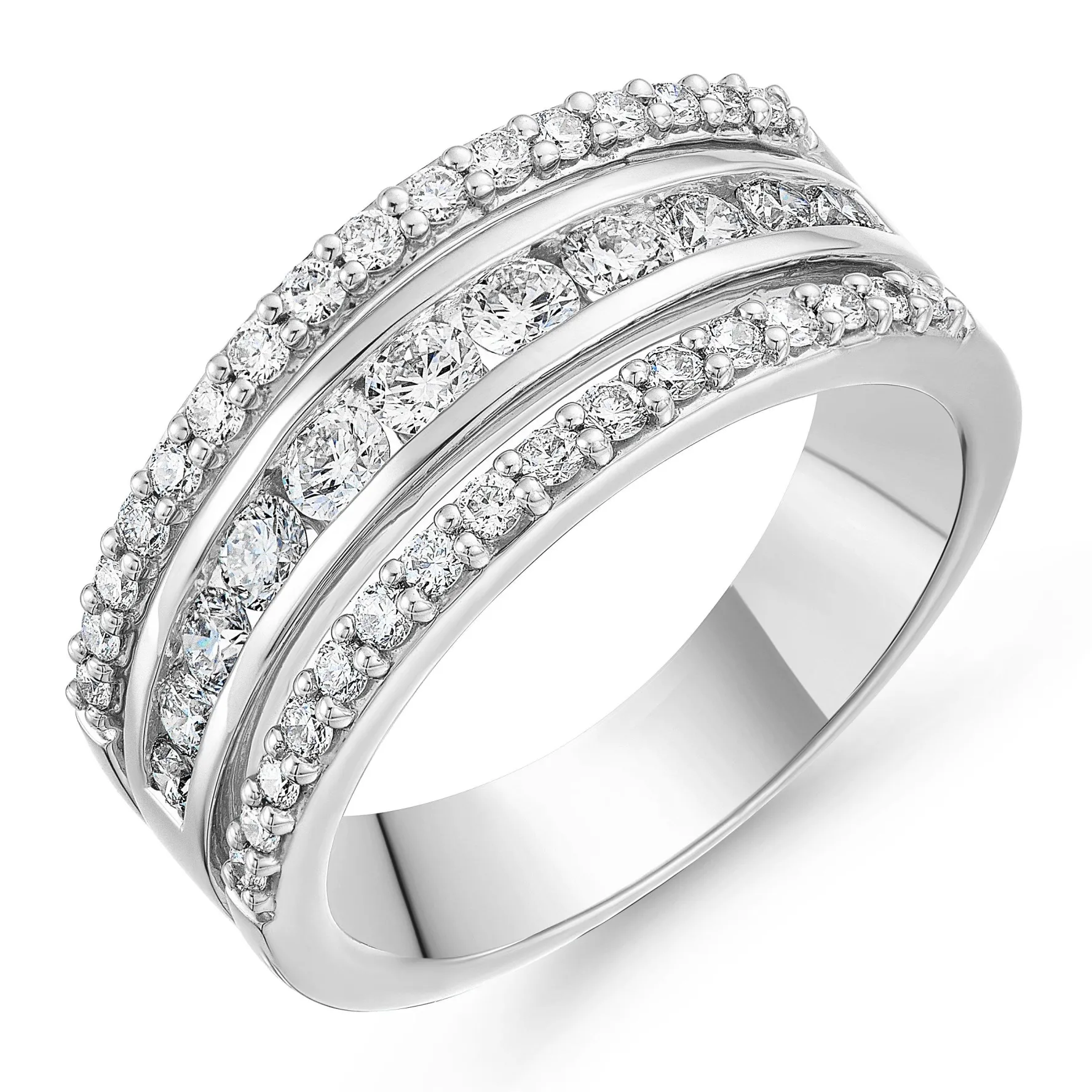 Beaverbrooks Platinum Diamond Half Eternity Ring