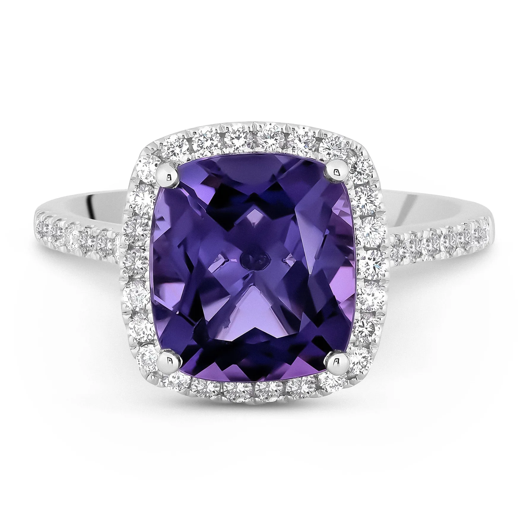 Beaverbrooks Platinum Diamond Amethyst Ring