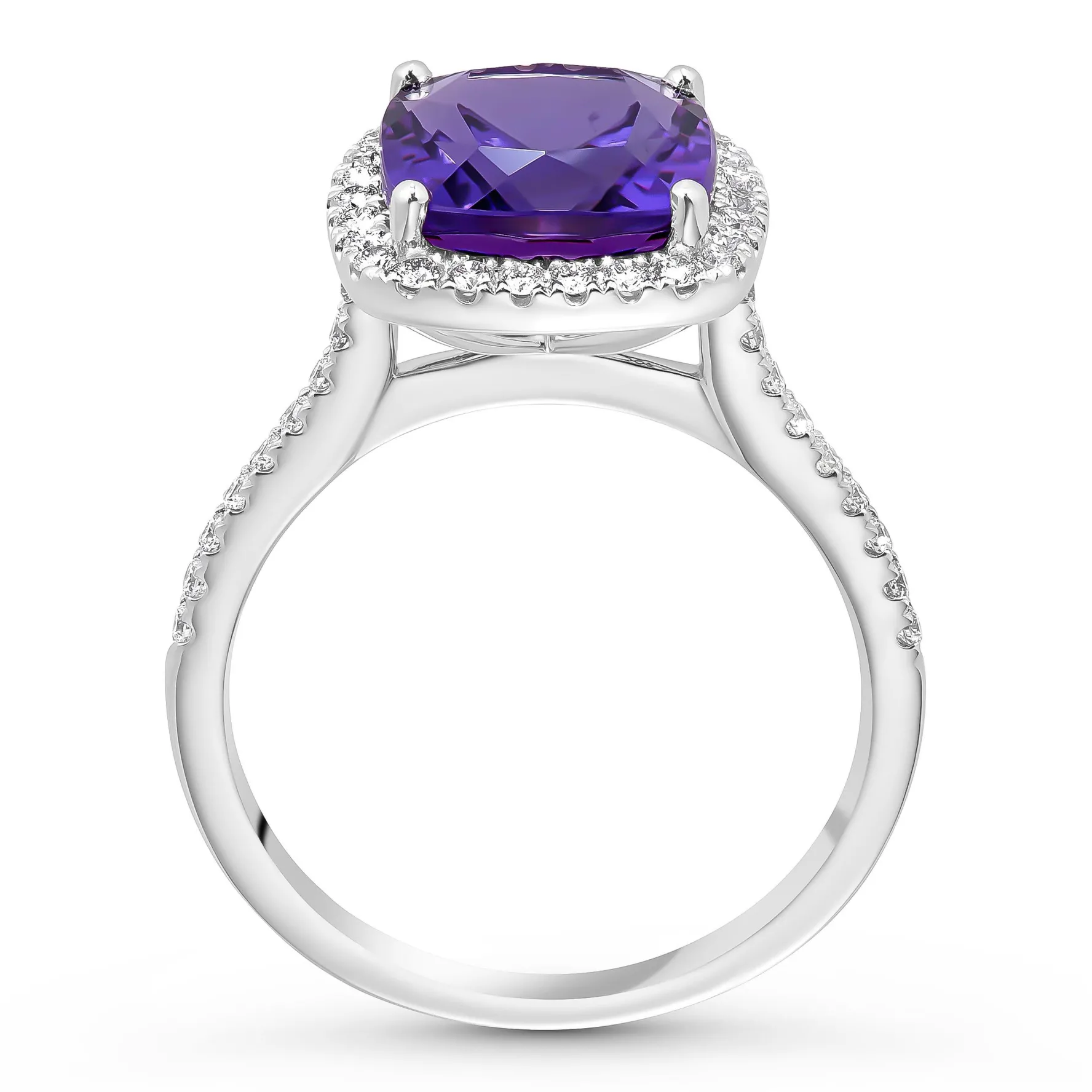 Beaverbrooks Platinum Diamond Amethyst Ring