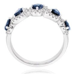 Beaverbrooks Platinum Diamond Sapphire Half Eternity Ring