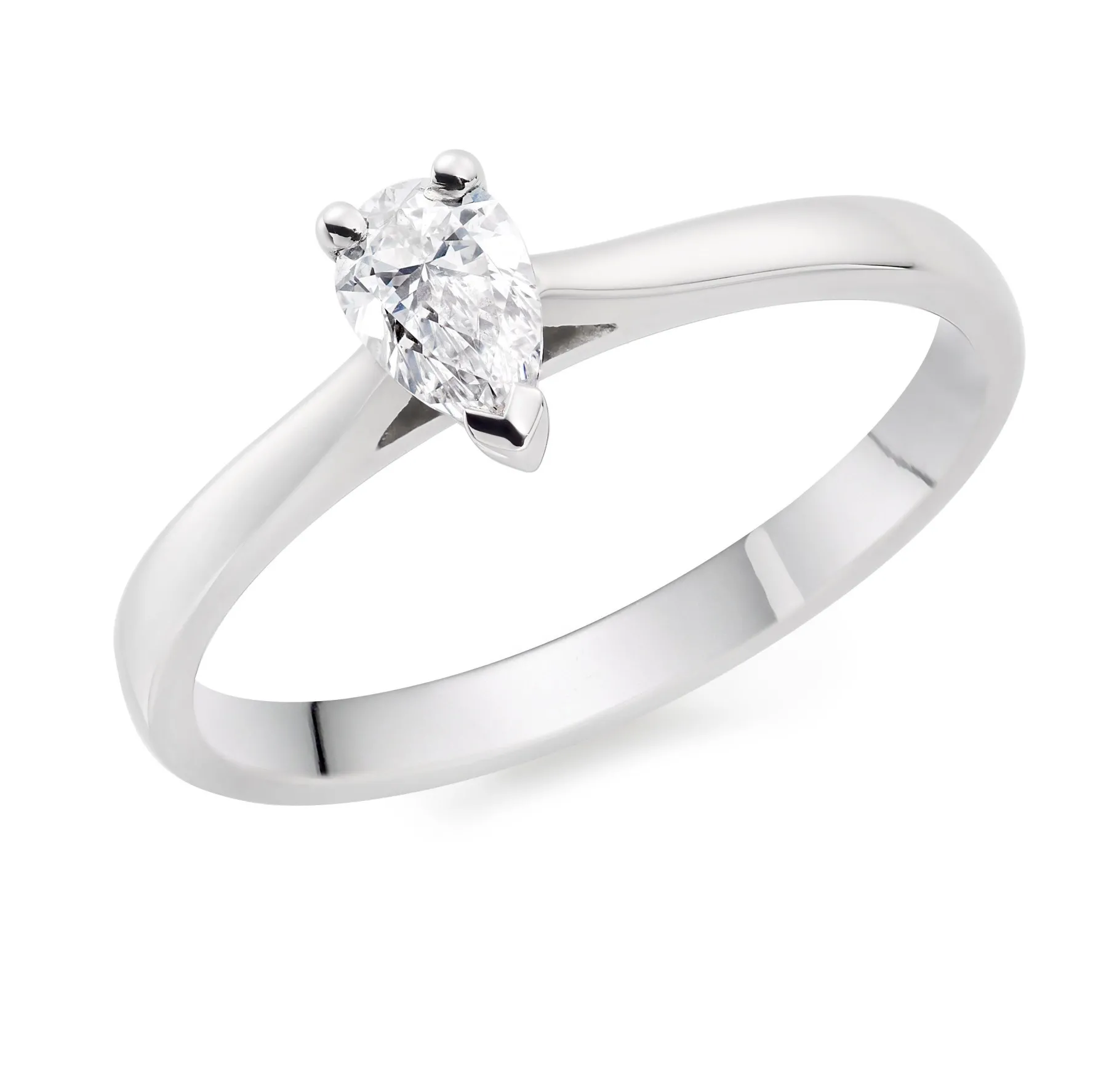 Beaverbrooks Platinum Diamond Pear Shaped Solitaire Engagement Ring