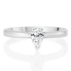 Beaverbrooks Platinum Diamond Pear Shaped Solitaire Engagement Ring