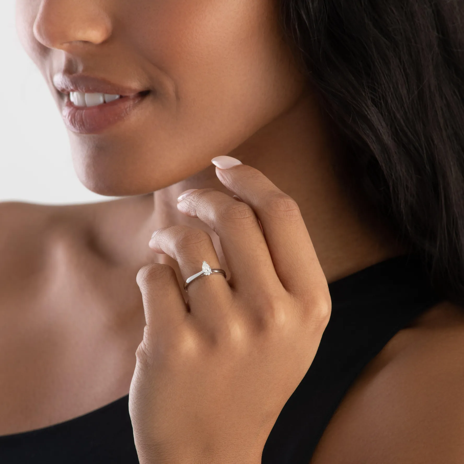 Beaverbrooks Platinum Diamond Pear Shaped Solitaire Engagement Ring