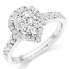 Beaverbrooks Platinum Diamond Pear Shaped Cluster Halo Ring