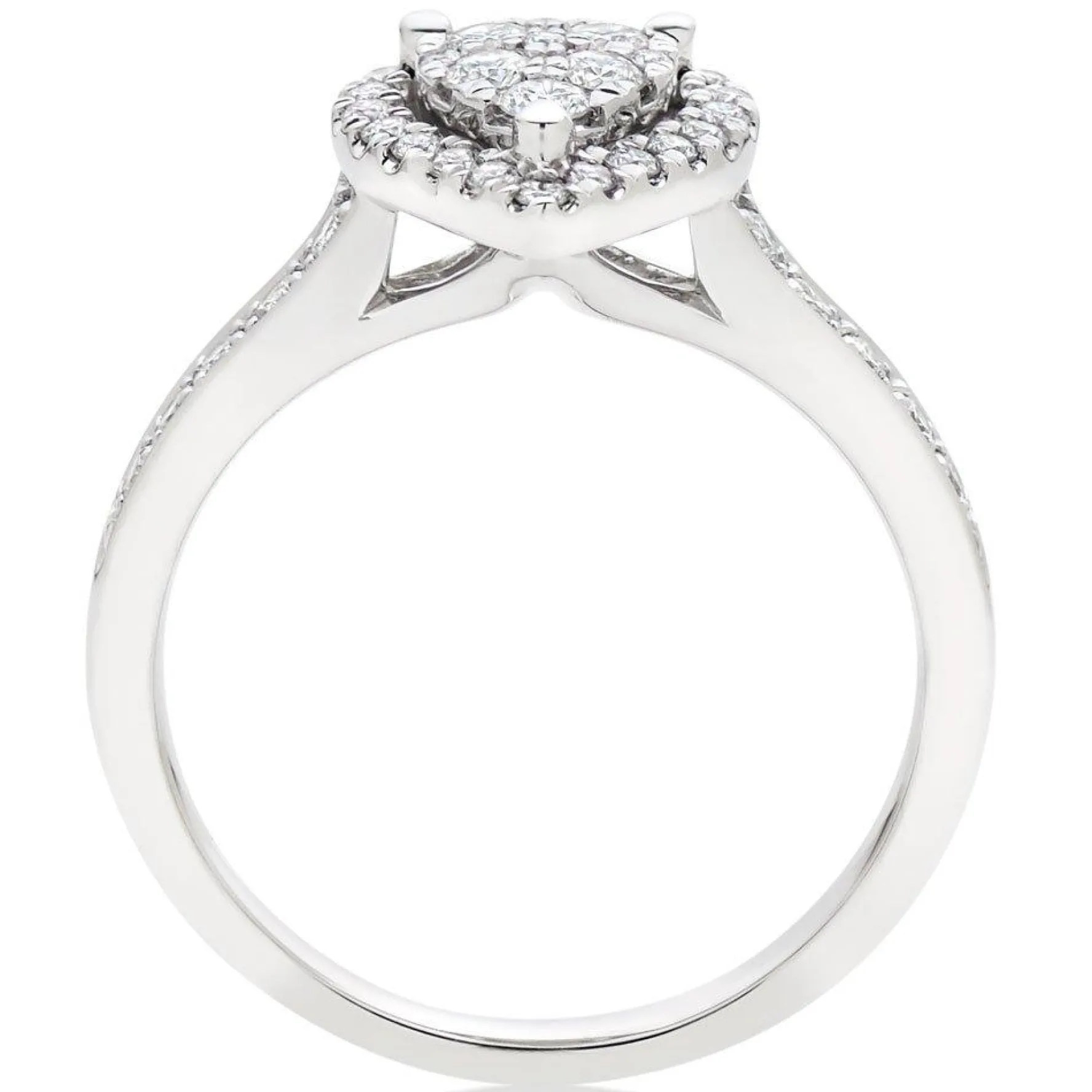 Beaverbrooks Platinum Diamond Pear Shaped Cluster Halo Ring
