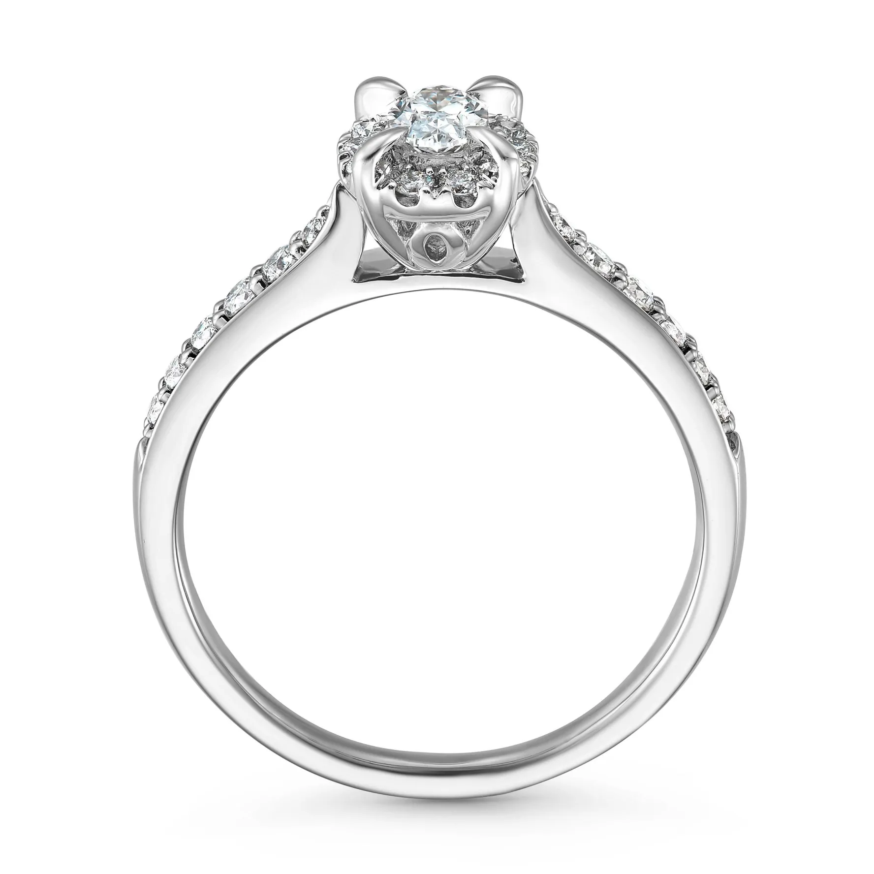 Beaverbrooks Platinum Diamond Oval Shaped Halo Engagement Ring