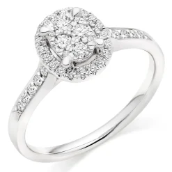 Beaverbrooks Platinum Diamond Cluster Halo Ring