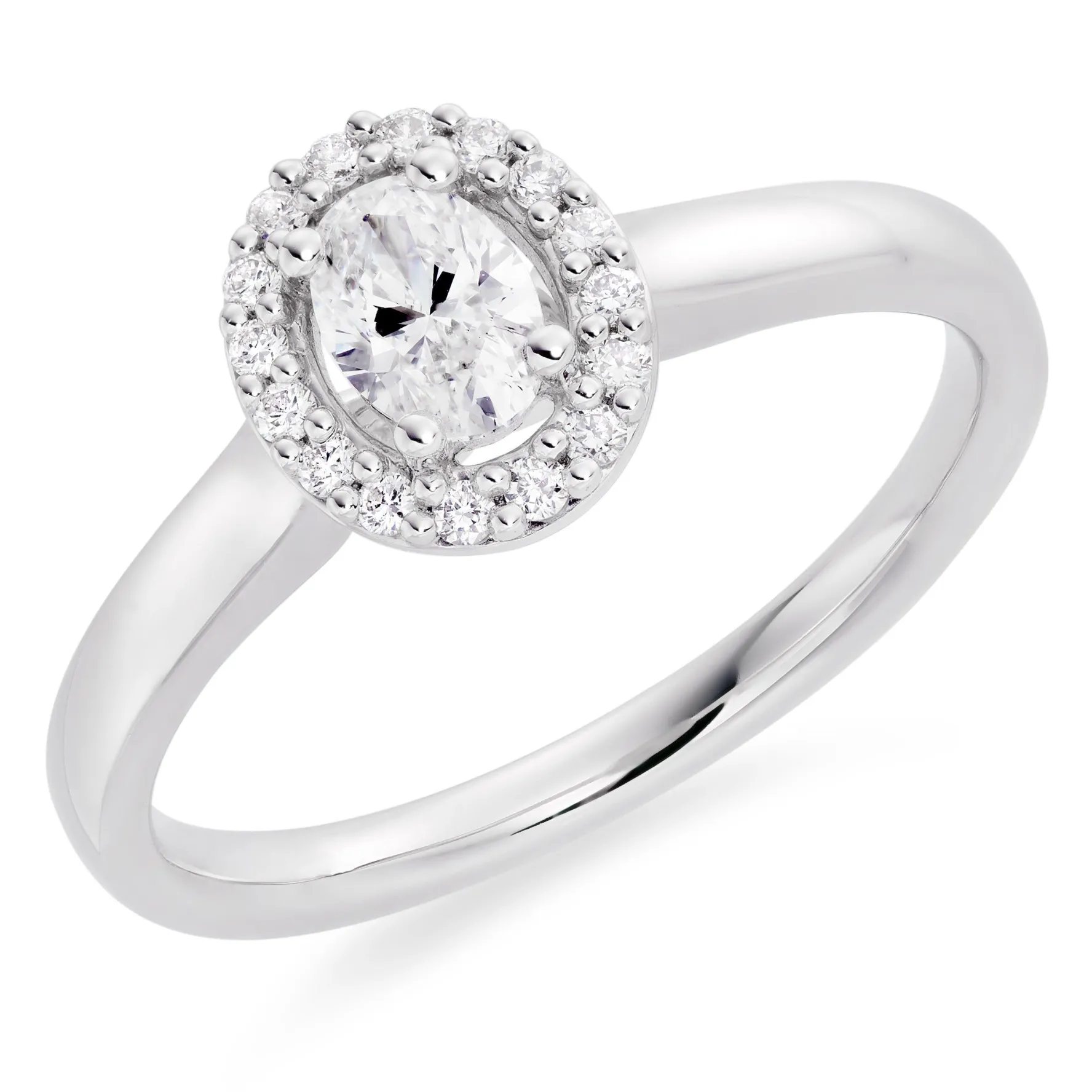 Beaverbrooks Platinum Diamond Oval Cut Halo Ring
