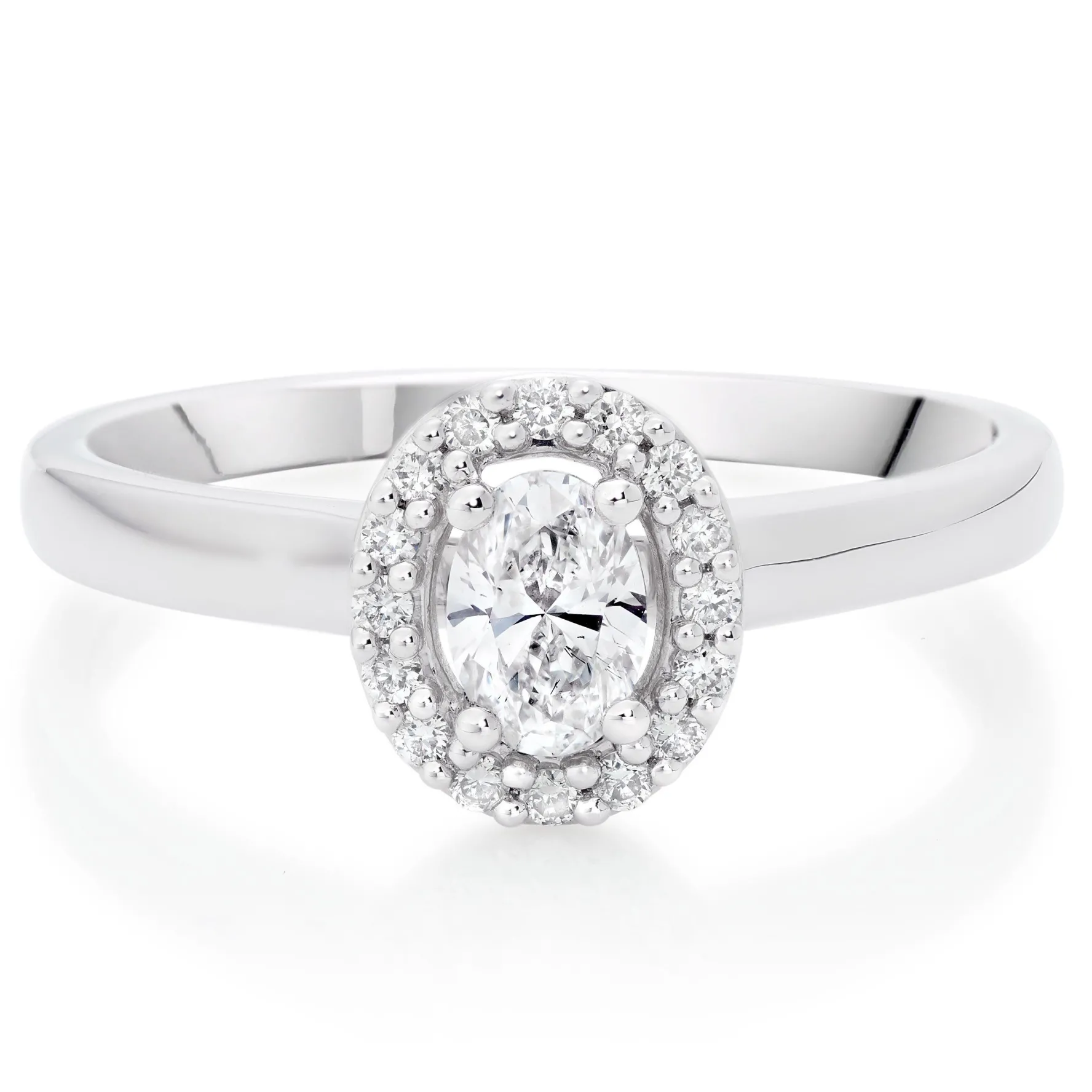 Beaverbrooks Platinum Diamond Oval Cut Halo Ring