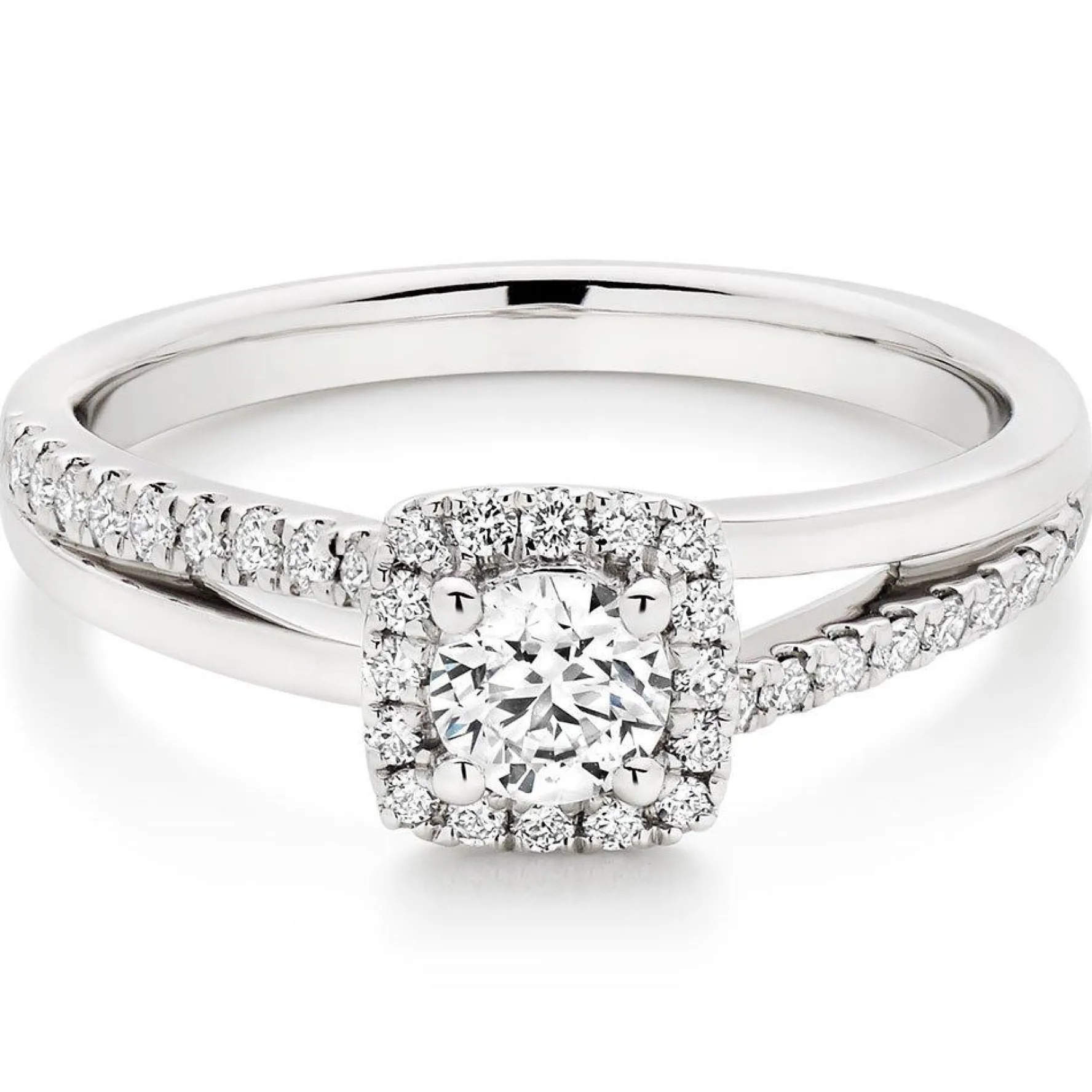 Beaverbrooks Platinum Diamond Halo Ring
