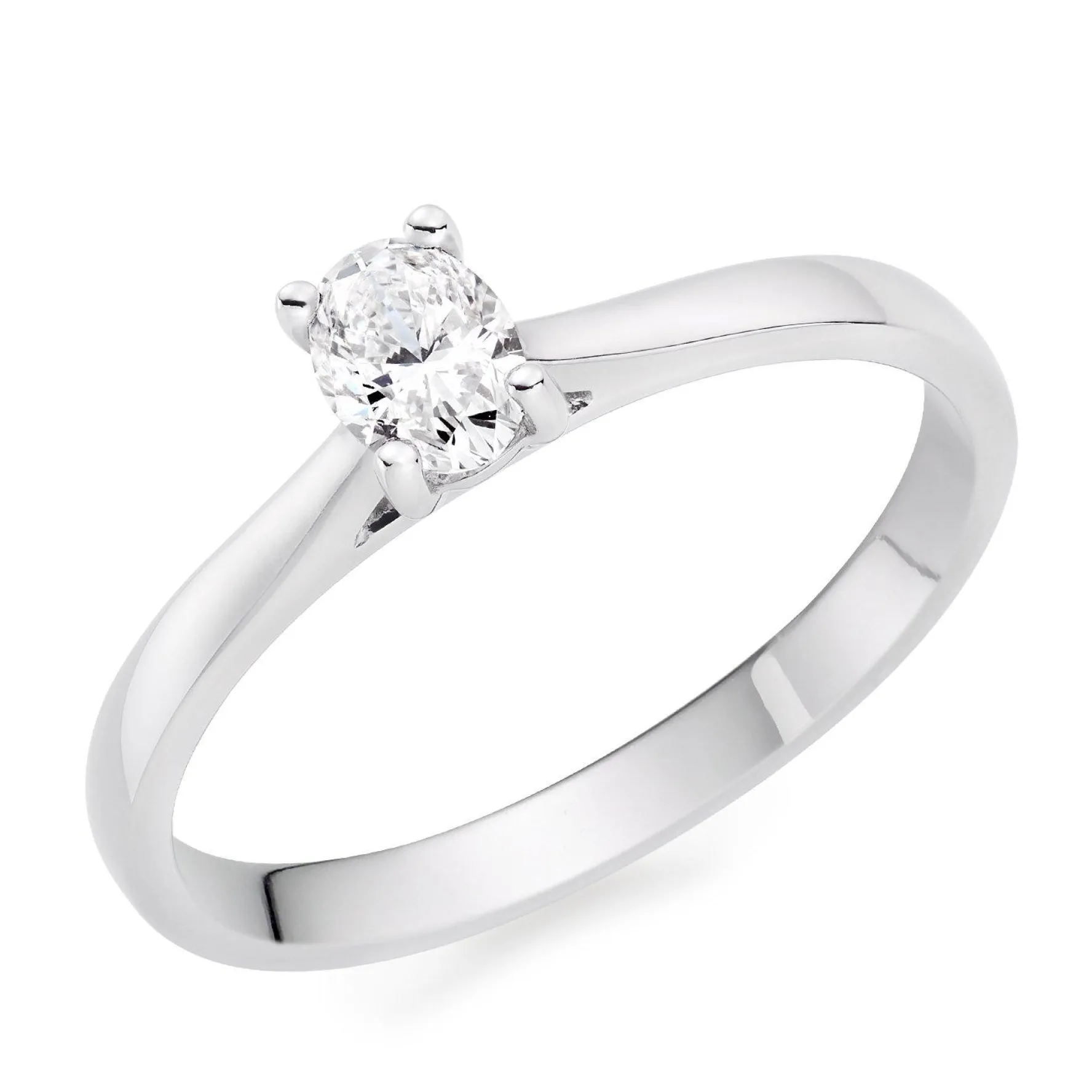 Beaverbrooks Platinum Diamond Oval Shaped Solitaire Engagement Ring