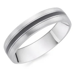 Beaverbrooks Platinum Grey Ceramic 5mm Men’s Wedding Ring